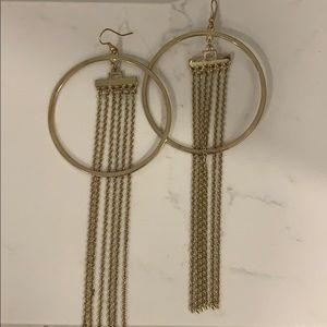 Gold hoop chain drop earrings